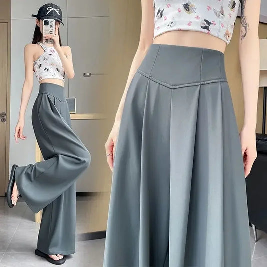 High Waist Wide Leg Straight Cut Casual Loose Long Pants Women's Suit Pants Spring Summer New Arrival Floor Length Trousers