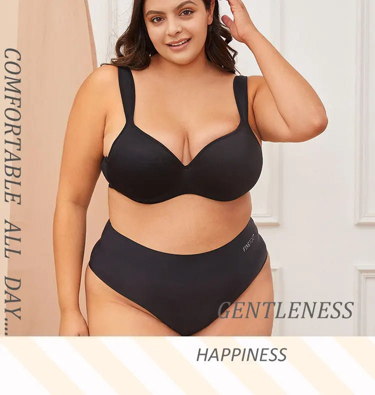 FINETOO Sexy Women Plus Size Underwire Full Coverage Unlined Seamless Bra Wide Straps Wireless Bras for Women Push Up Brassiere