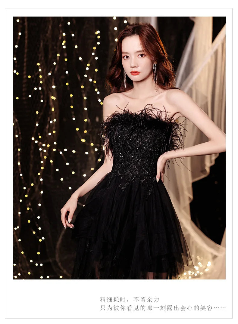2025 Singing host Party Dresses Woman White Black Dresses for Women Evening Festive Special Occasions Luxurious Gala Dress