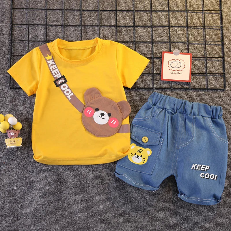 Summer Baby Boys Clothing Sets Cartoon Bear Cotton T-Shirt + Shorts  Suits for Baby Kids Tracksuits Infant Casual Outfits