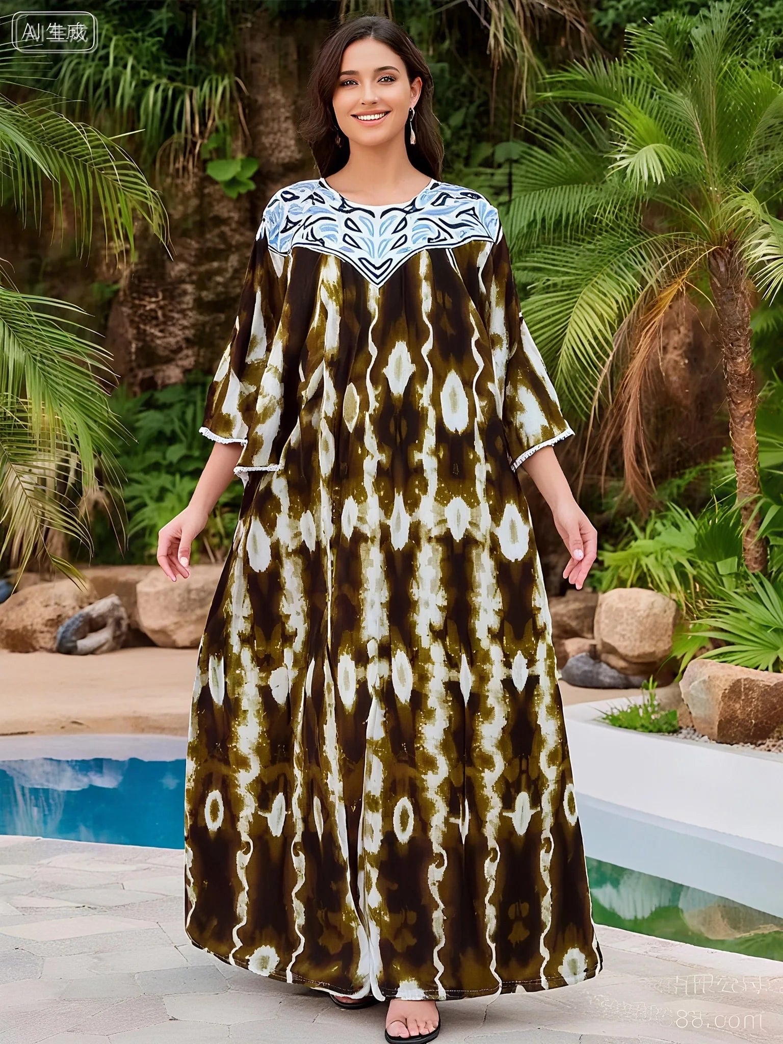 Latest Party Dress Printed Pure Cotton Women Long Dress Dubai Casual Holiday Fashion Party Dresses African Abaya Clothing