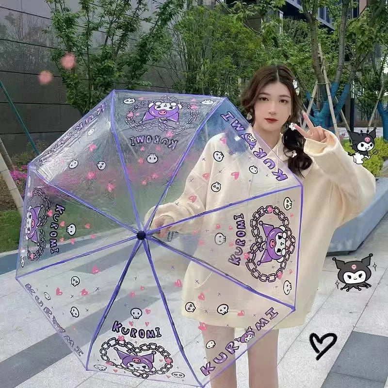 Sanrio Kuromi Folding Umbrella Cinnamoroll Printed Windproof Kawaii Mini Storage Girl Gift Rainy Outing Portable Lightweight Y2K