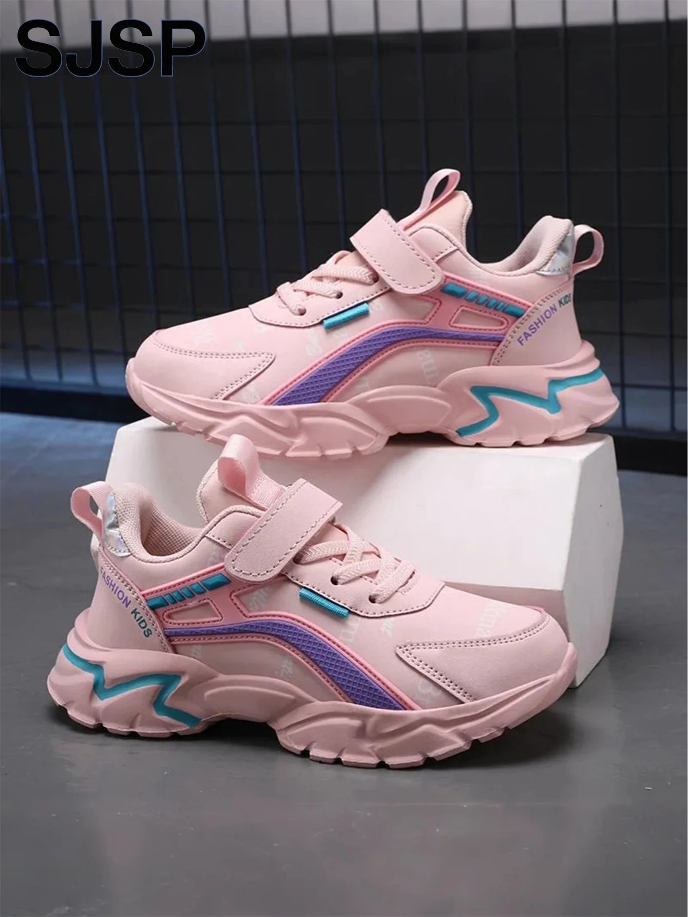Children's Casual Pink Girls' Leather Shoes, Fashionable Lightweight Running Shoes for Teenagers and Students Aged 7-15, Children's Sports Shoes for Girls