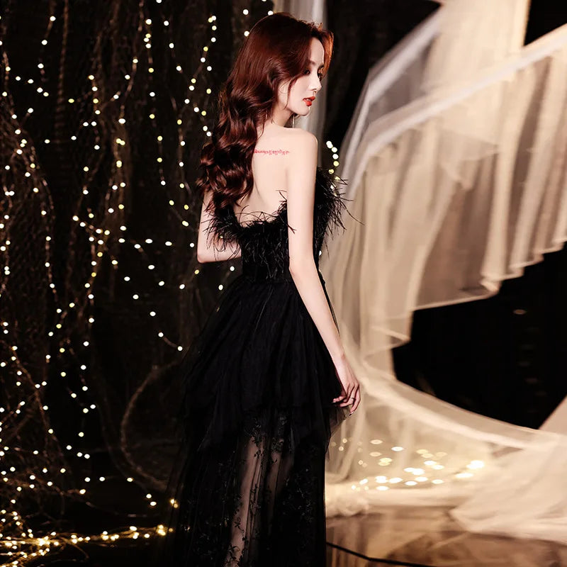 2025 Singing host Party Dresses Woman White Black Dresses for Women Evening Festive Special Occasions Luxurious Gala Dress
