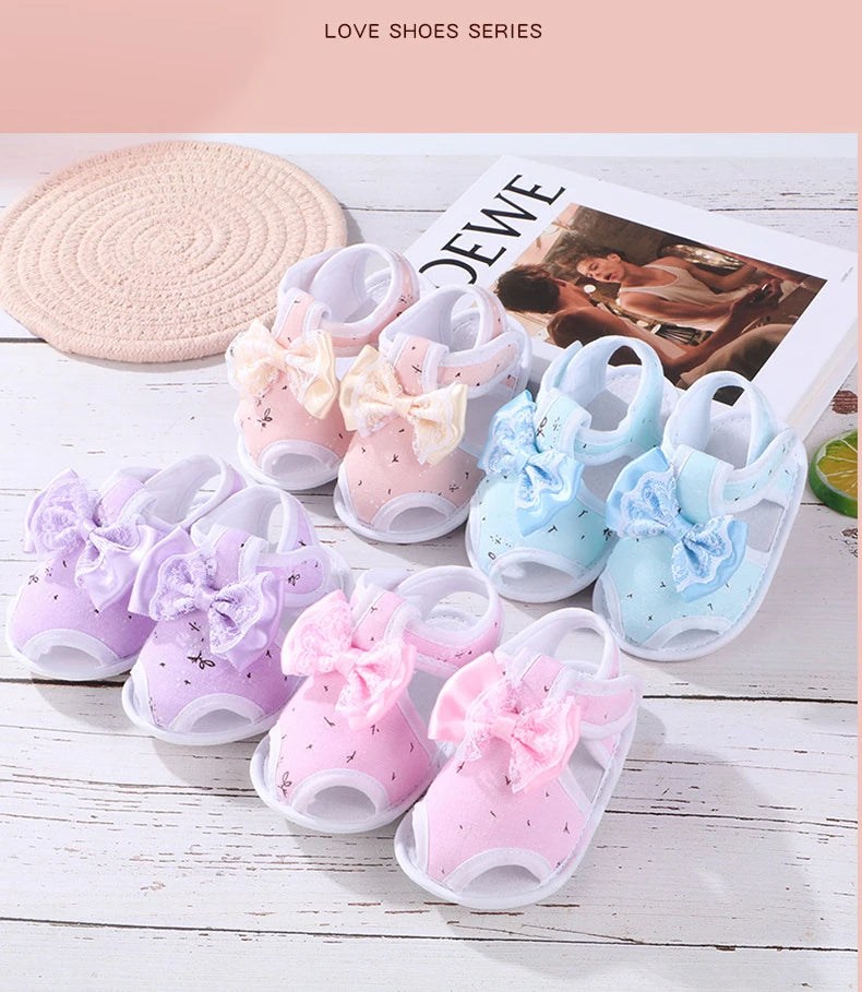 Newborn Infant Baby Girl Princess Bowknot Sandal Sneakers Toddler Soft Crib Walkers Casual Shoes