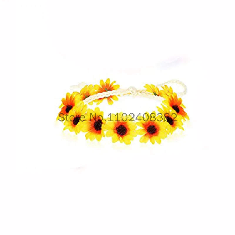 Women 70s 80s Hippie Cosplay Accessories Halloween Party Props Daisy Headband Sunglasses Peace Necklace Hippie Custome wearing