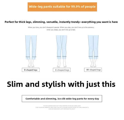 Ice Silk Wide Leg Pants Women's Summer 2024 New High Waist Drape Loose Slimming Straight Bla Floor-Length Casual Trousers