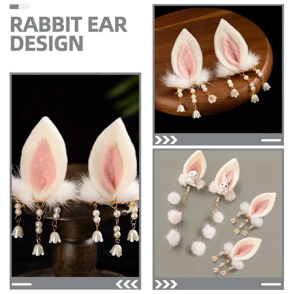 Rabbit Ear Hair Clips Cute Bunny Hairpins for Women Alligator Hair Clips Elegant Daily Party Wedding Photo Shoot