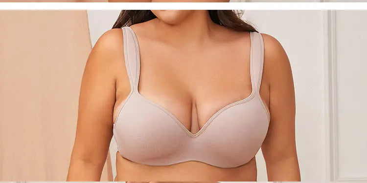 FINETOO Sexy Women Plus Size Underwire Full Coverage Unlined Seamless Bra Wide Straps Wireless Bras for Women Push Up Brassiere