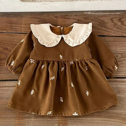 2024 New Autumn Kids Princess Dresses Long Sleeved Knitted Splicing Baby Girl Knitting Party Dress Children Knitting Clothes
