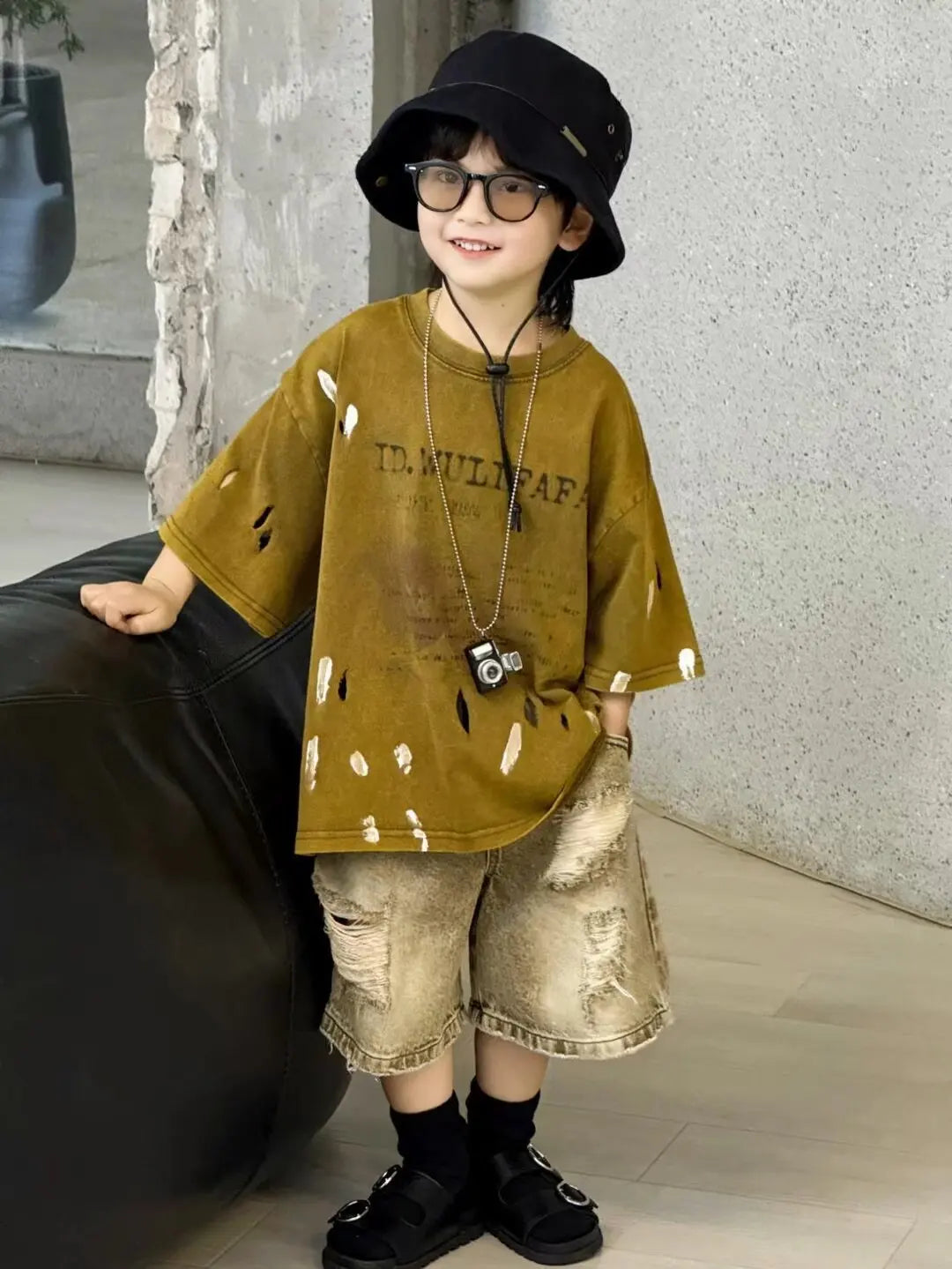 Boys Clothing Set  Korean Loose Shirts+shorts 2pcs/set Sport Suits for Kids Teenager Tracksuits Casual Baby Outfits Clothes