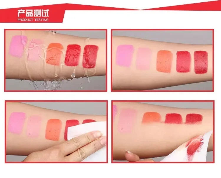Pink Lipstick Waterproof Matte 24 Hours Long Lasting Non-Stick Cup Red Rose Lip Tint Velvet Cosmetic Women Make Up