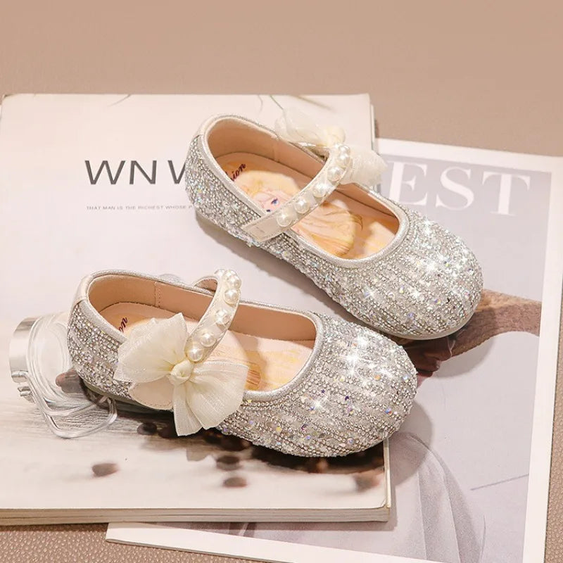 Princess Girls Shoes Children's Small Leather Shoes The New Paragraph in The Spring Baby Crystal Single Girl Soft Bottom Shoes