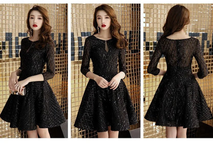 Evening Dress Women's 2024 New Black Dinner Party Cocktail Party Birthday Dresses Female Fashion Elegant Autumn Short Vestidos