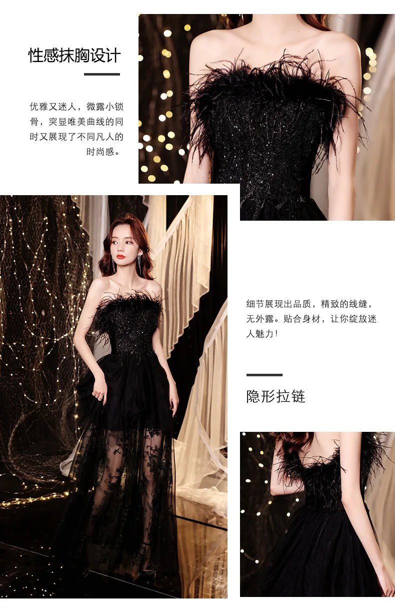 2025 Singing host Party Dresses Woman White Black Dresses for Women Evening Festive Special Occasions Luxurious Gala Dress