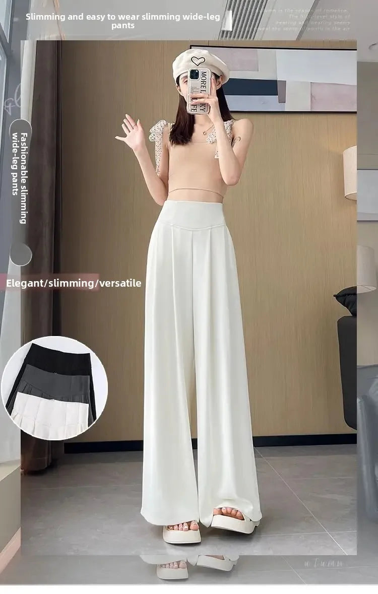 High Waist Wide Leg Straight Cut Casual Loose Long Pants Women's Suit Pants Spring Summer New Arrival Floor Length Trousers