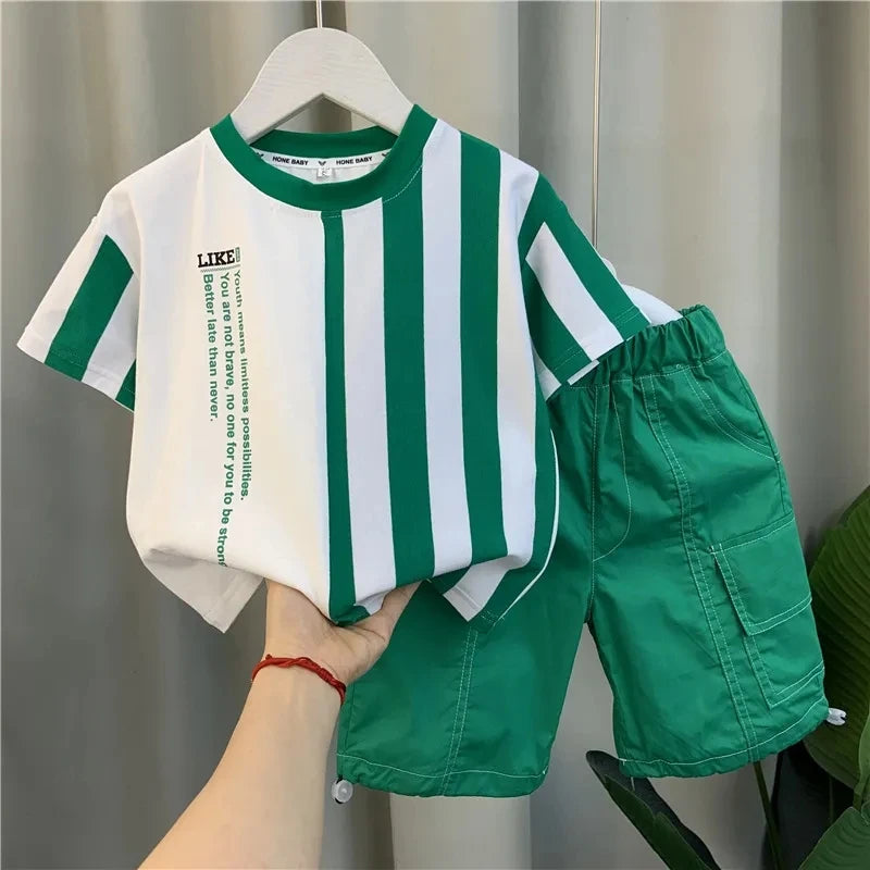 Summer Boy Clothing Suit New Children's Clothes Set Boys Short Sleeve T-Shirt Shorts