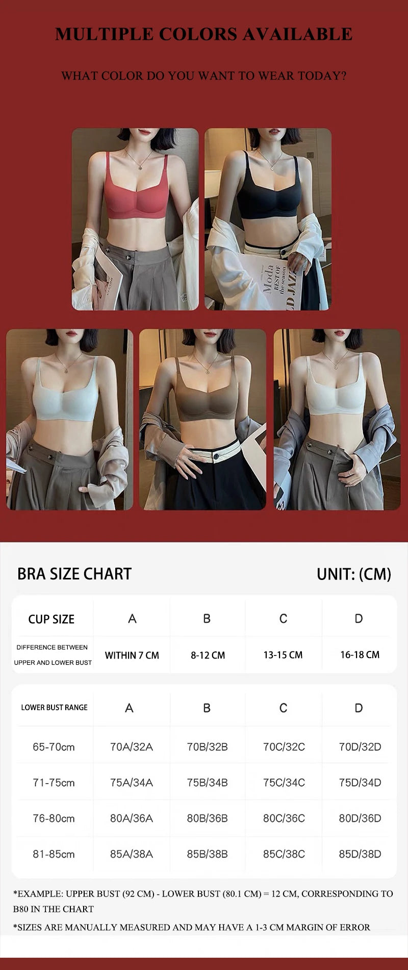 Wireless Push Up Bra for Women Soft Comfortable Anti-Sagging Upper  Support Gathering Lingerie Small Breasts ABC Cup Underwear