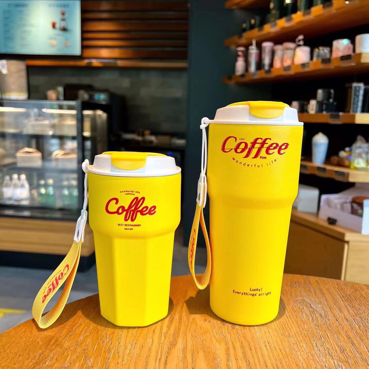 Portable Double Stainless Steel Coffee Mug Leak-Proof Thermos Travel Thermal Vacuum Flask Car Insulated Water Bottle 420ml/620ml (Available)