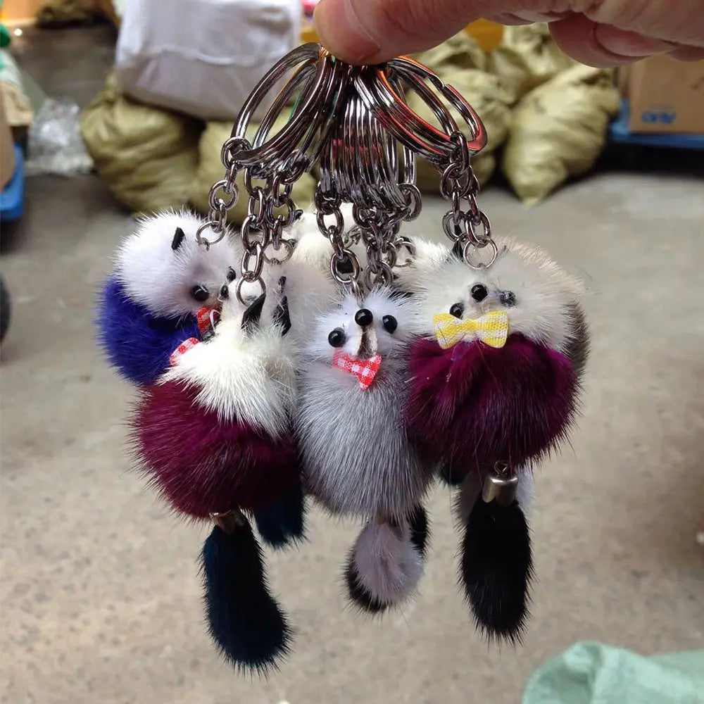Women Charm Pendant Bags Fur Ball Pom Accessories Mink Fur Key Ring Keychain Key Chains