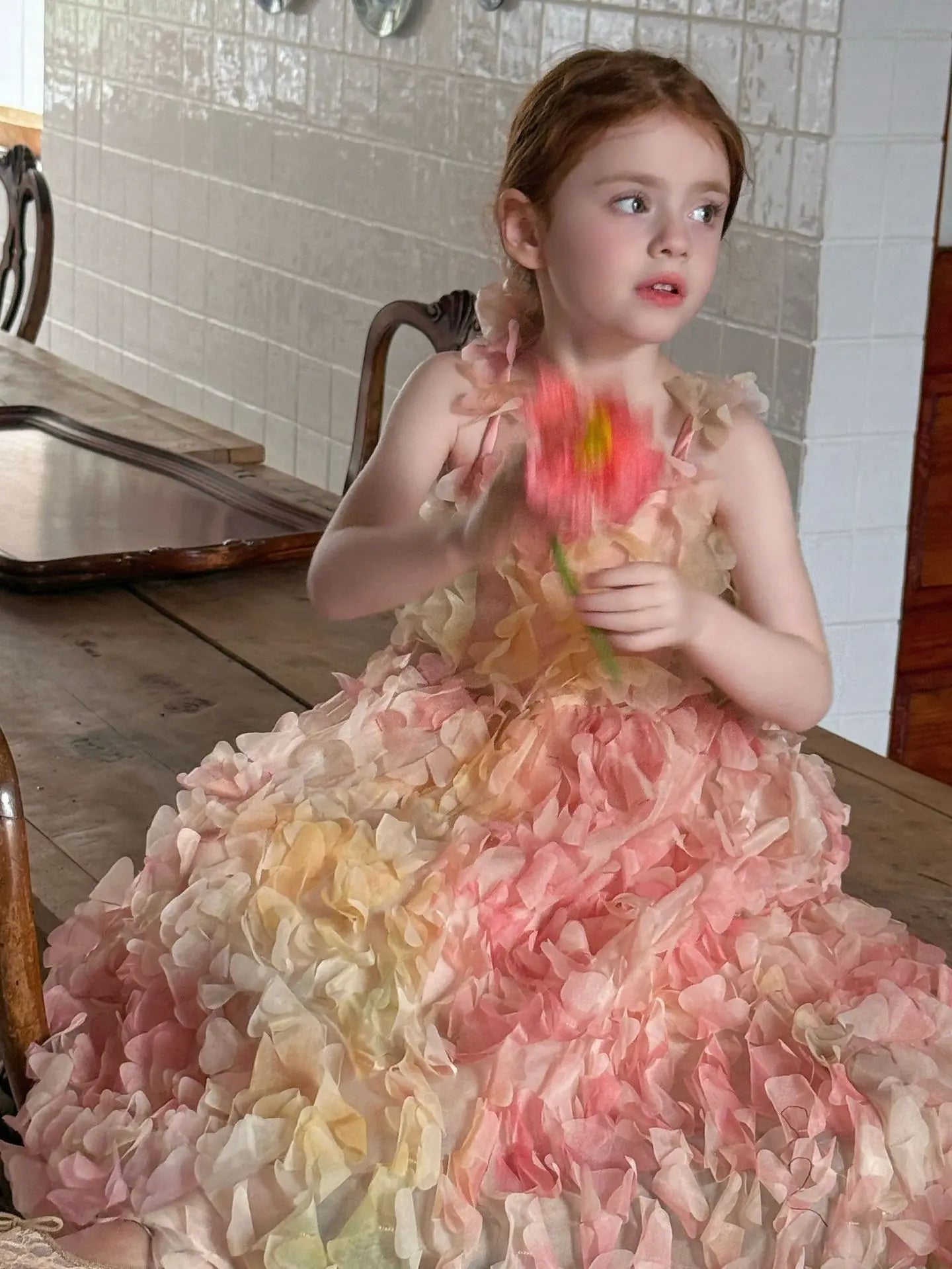 Children Heavy Industry Flower Dress Girls Birthday Banquet Princess Dress Children High End Performance Dress