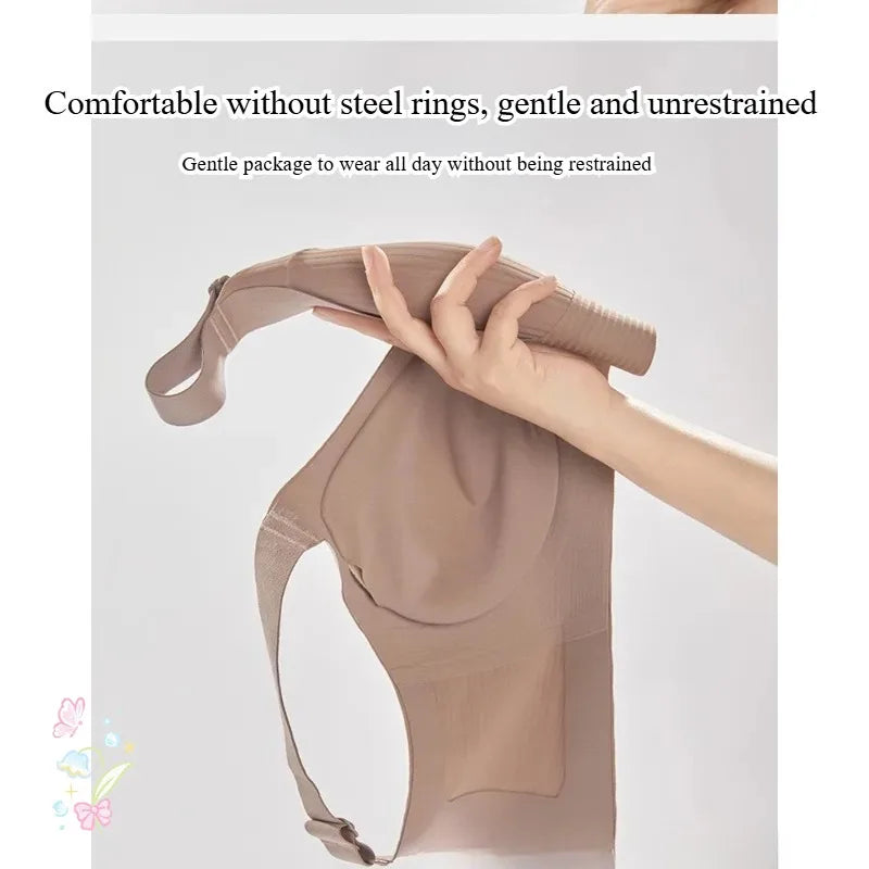 Women Widened Lifting Non Slip Shoulder Strap Bra Simple and Casual No Trace Beautiful Back Full Cup Size Adjustable Underwear