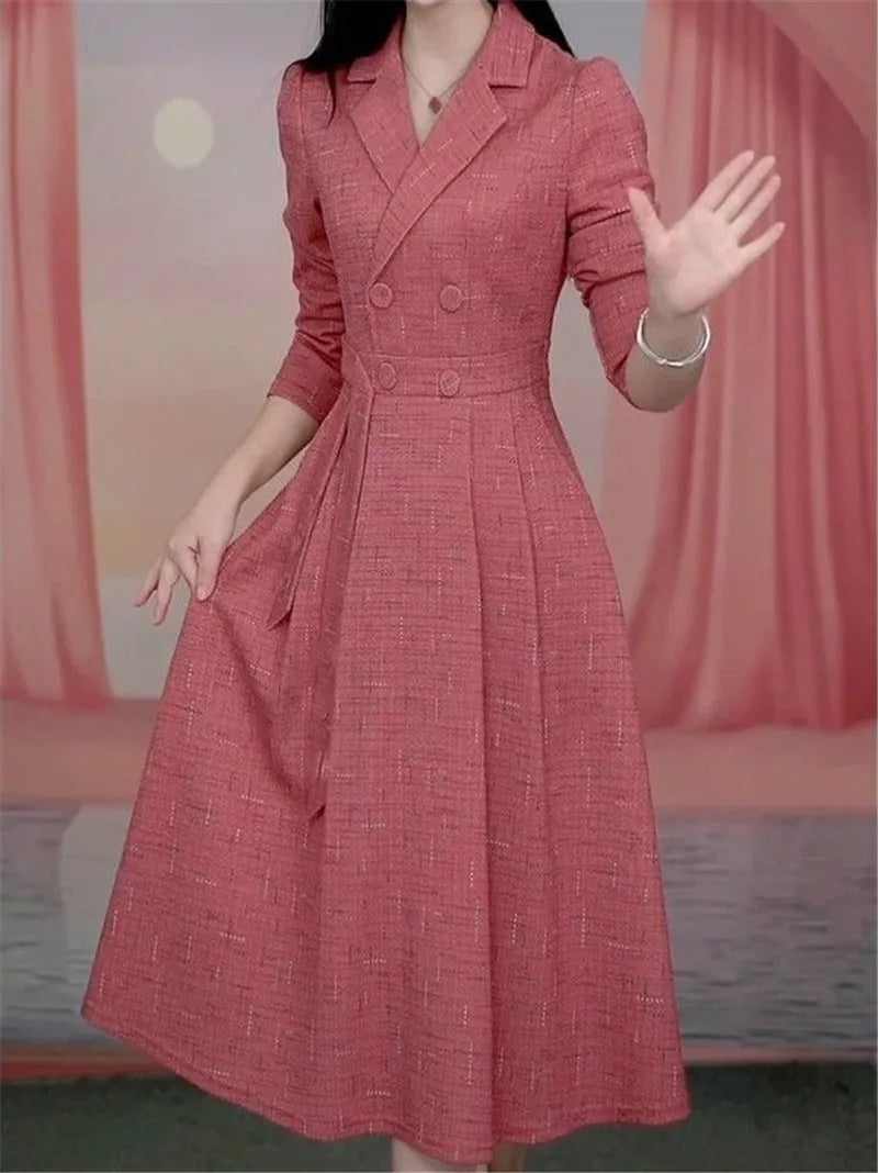 Western-style Women's Dress  Spring Autumn Female Fashion New Temperament Long-sleeved Dresses Korean Shrinking Slim Dress.