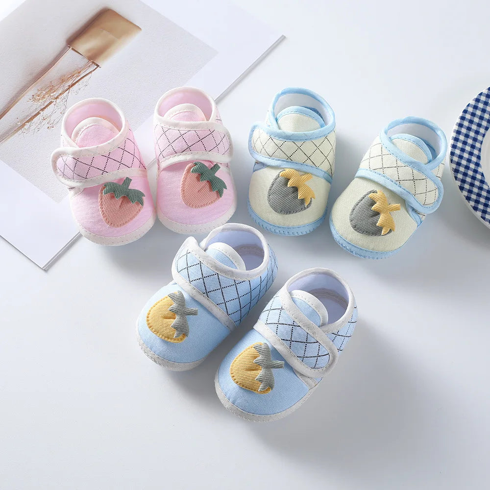 Newborn Baby Boy Girls Shoes Spring Autumn Lovely Floral Embroidery Anti-Slip Sneaker Crib Shoes Soft Cotton Cute First Walkers