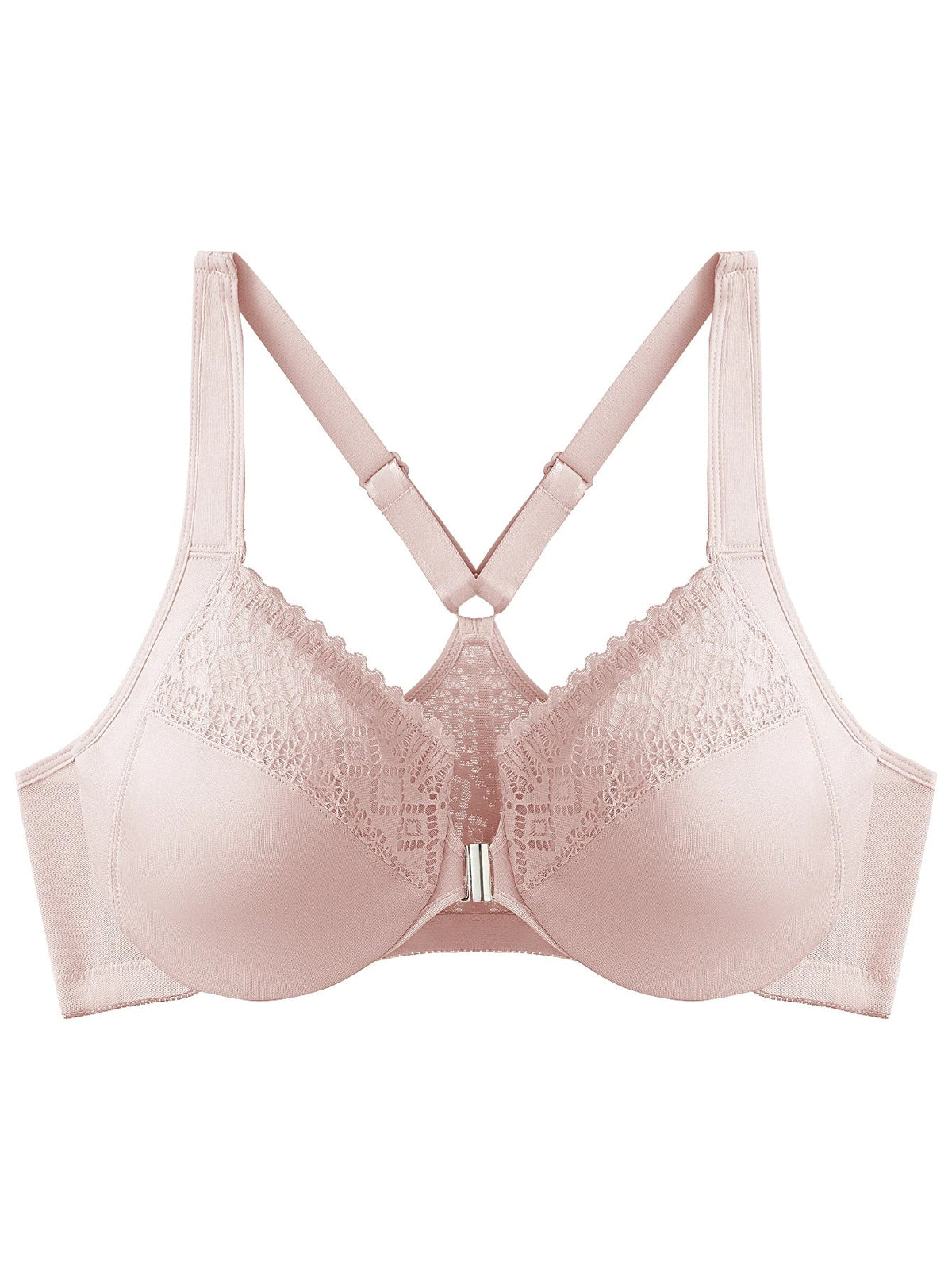 Front Closure Unlined Underwire Racerback Bra Full Coverage plus Size Comfortable Supportive Women's Bra 7850