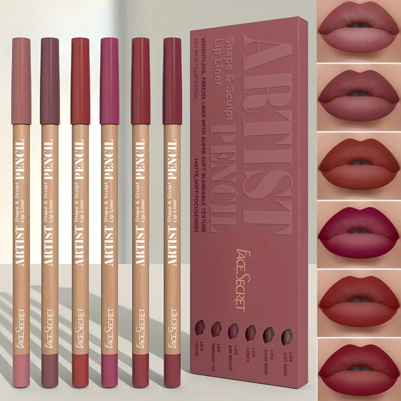 Velvet Matte Lip Liner Pencils Set Long-Lasting Non-Drying Perfect for Lining Filling Lips Versatile for All Skin Typ