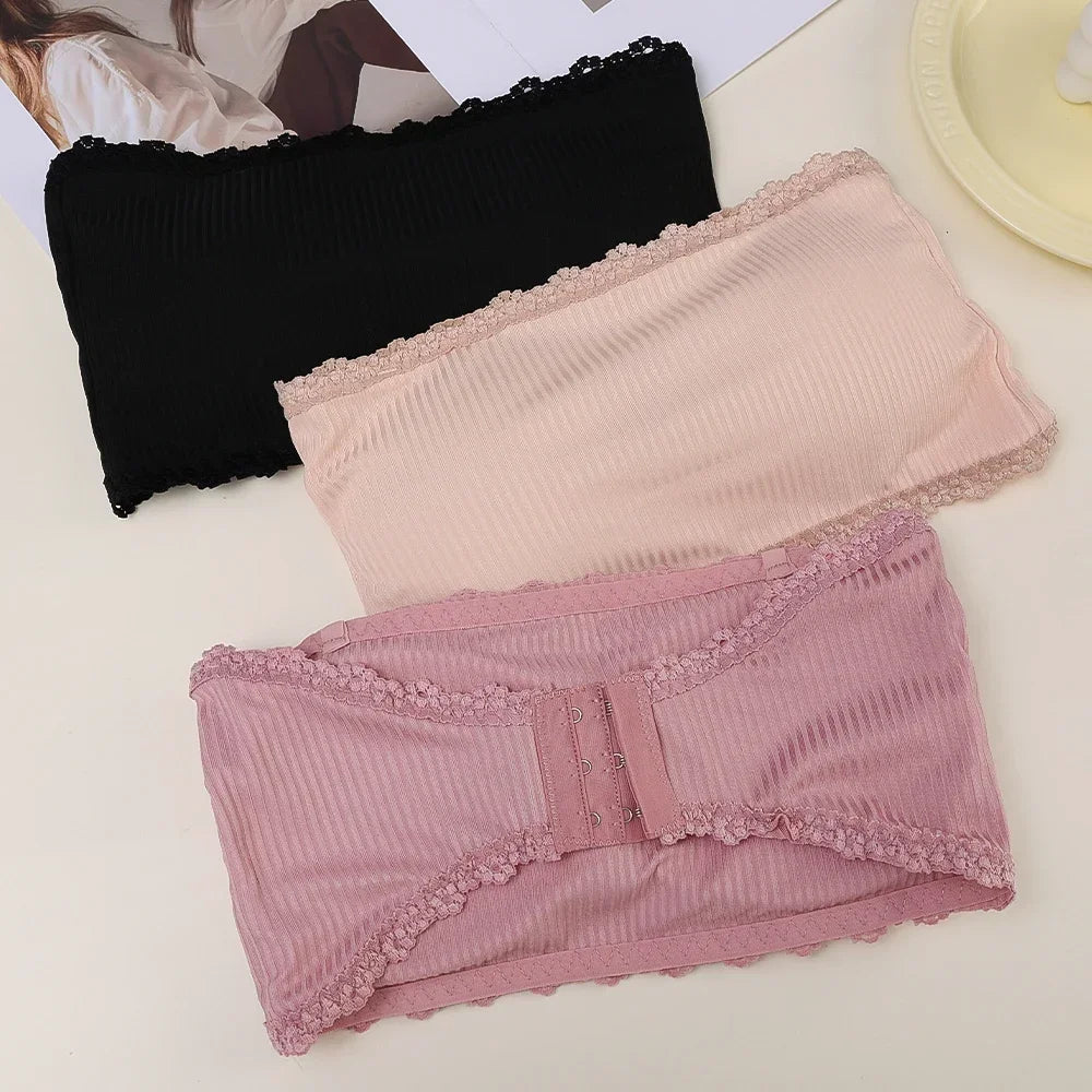 Summer Strapless Women Bras Back Lace Sexy Chest Tops Seamless Breathable Underwear Brassiere Solid Invisible Chest Wraps Bra