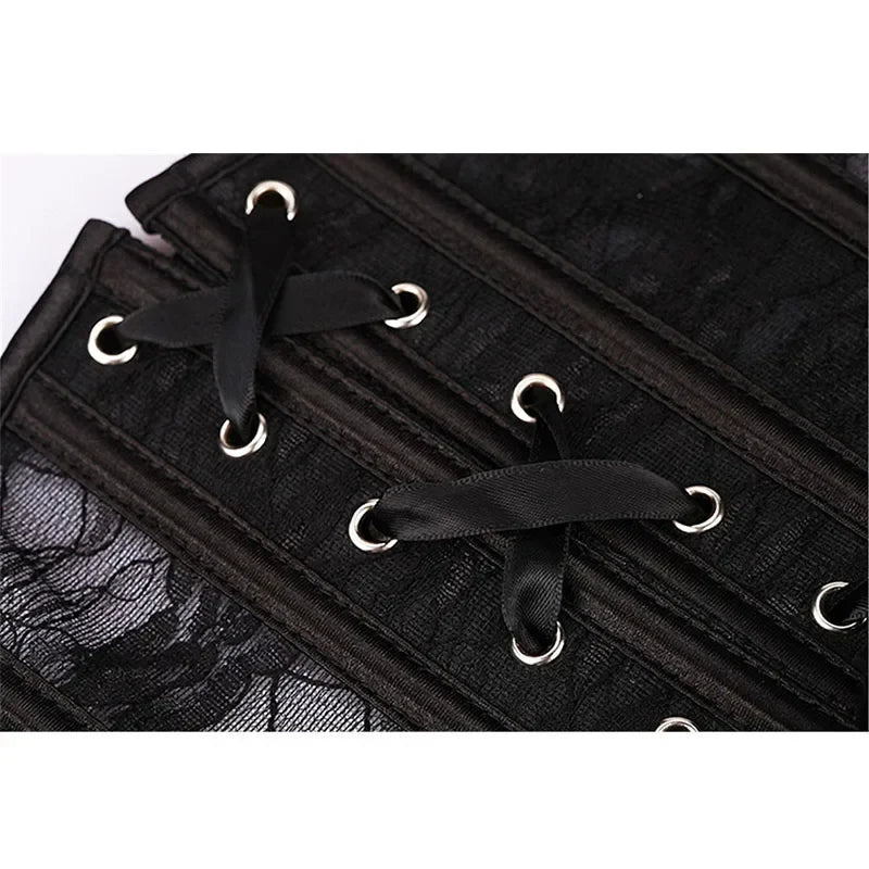 Corset Overbust Bustiers Sexy Corset For Women Lace Perspective Transparent Lingerie Femme Black White