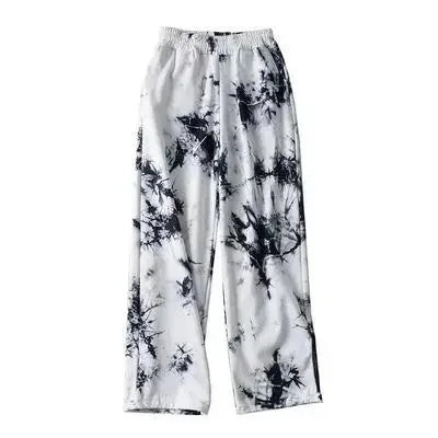 Thai Print Heart Wide Leg Pants Women Summer Thin Loose plus Size High Waist Slimming Long Trousers Casual Fashion plus Size