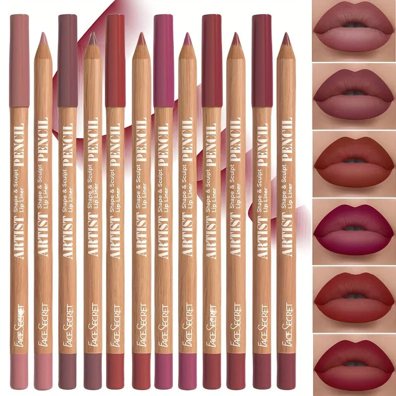 Velvet Matte Lip Liner Set - Long-Lasting Versatile Shades Longlasting Lip Makeup Berry, Brown, Pink Lip Pencil