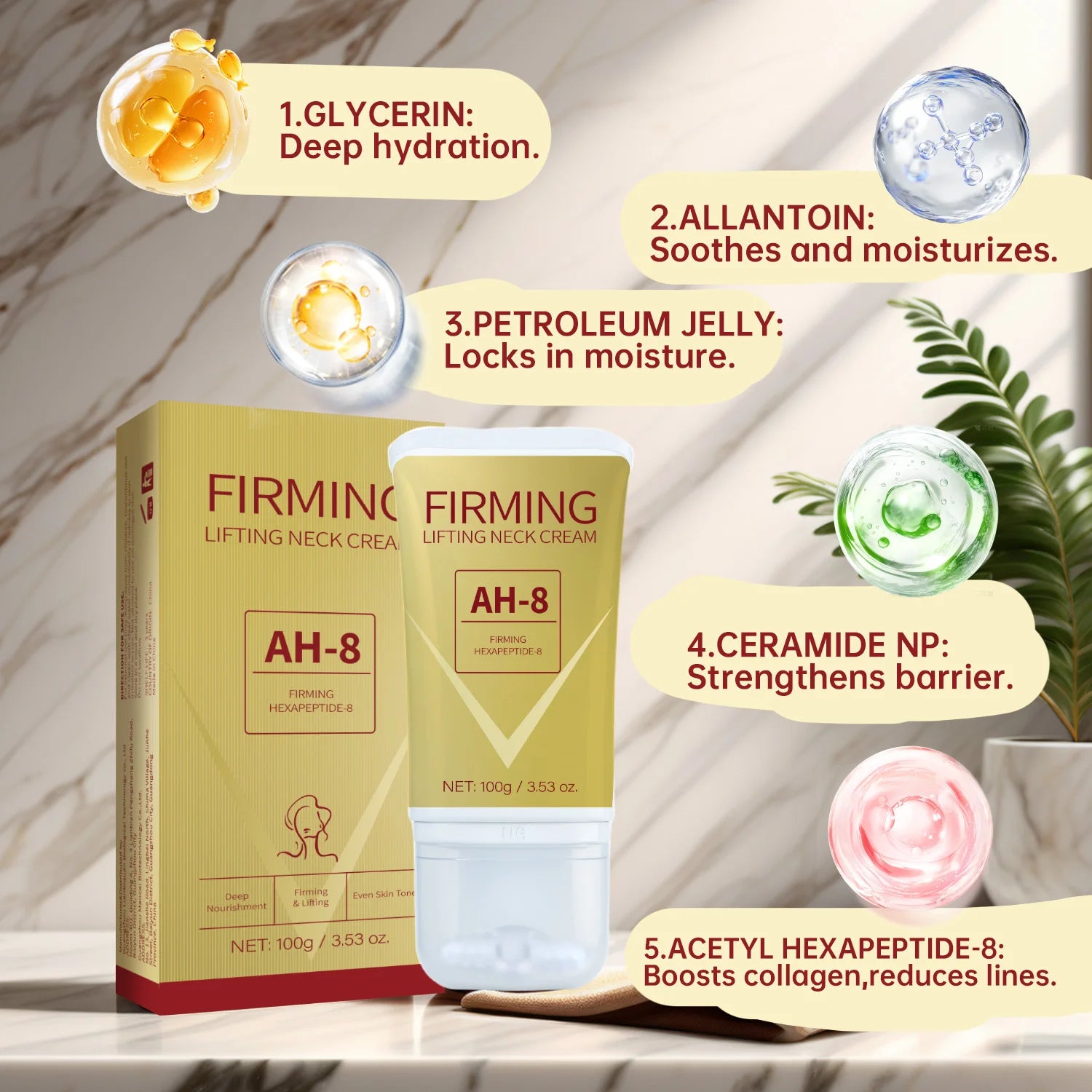 Firming Lifting Neck Cream for Crepey Skin Comfort Roller Neck Cream Deeply Moisturizing Tightening Lotion Skin Care