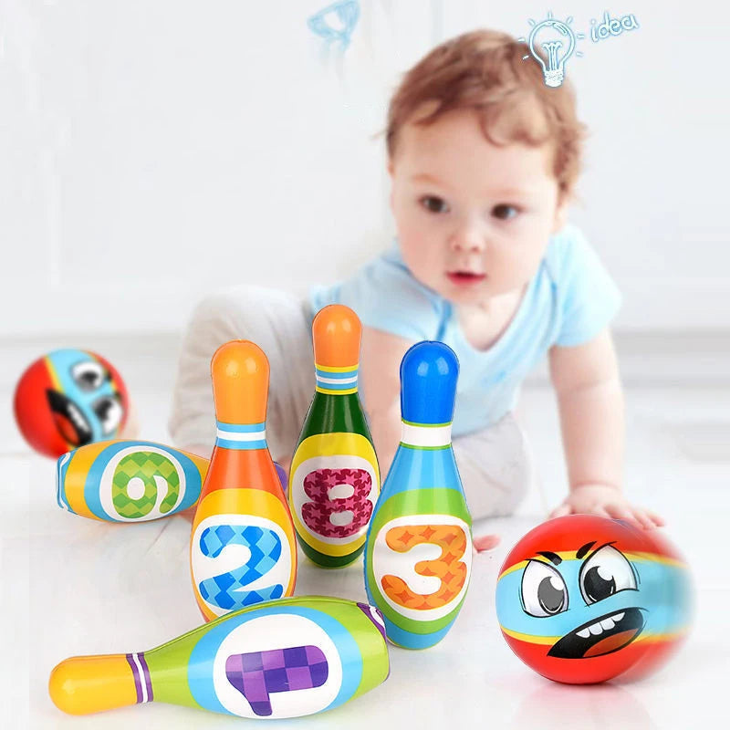 Child Bowling Toys Sets Toddlers Fun Educational Games Safe Soft PU Cotton Bowling Pins And Balls Kids Outdoor Indoor Sports