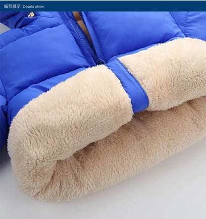 Winter Boy's Warm down Parka Fleece Lined Windbreaker Hooded Coat Kids Cotton Thicken Thermal Padded Fashion Outerwear