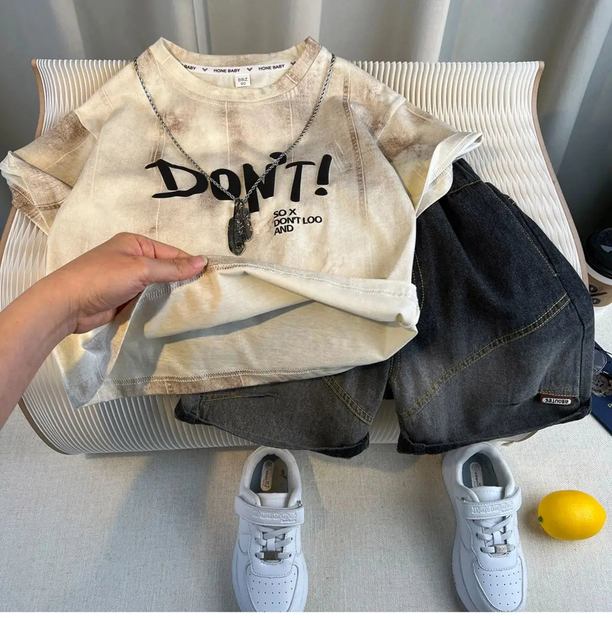 Hot Sale Fashion Baby Boy Suit Summer Clothes Short Sleeve T-shirt Short Jeans 2 Piece Set Kids Outfit  Children's Costume
