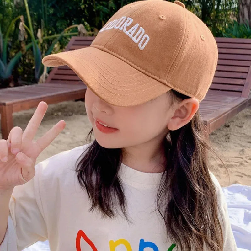 Fashion Letter Children Baseball Hat Solid Cotton Kids Duck Tongue Cap