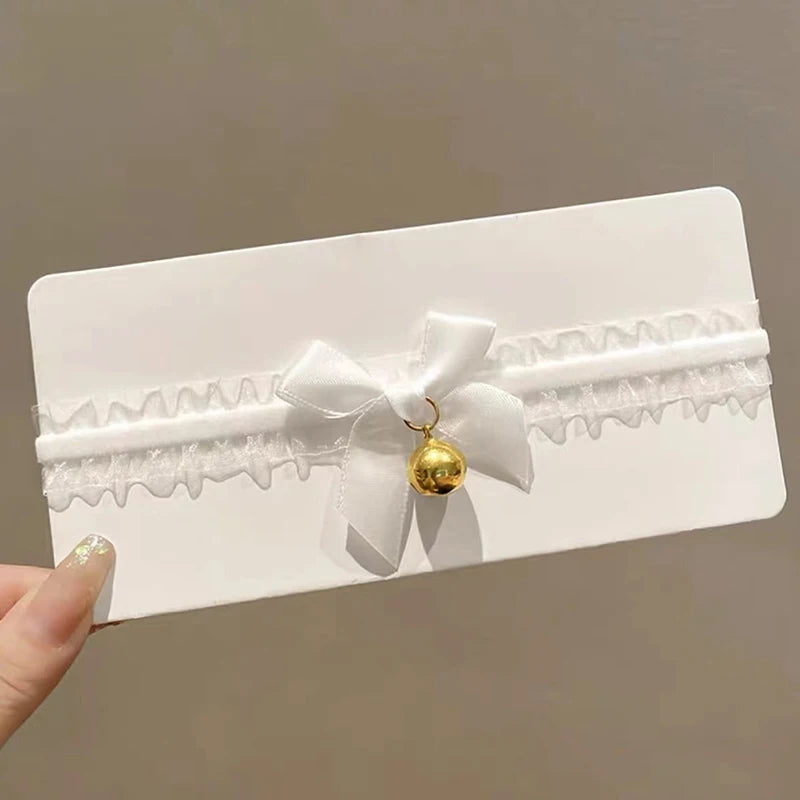 Girls Lace Bow Necklace Plush Bell Hairband Cosplay Masquerade-Party Costume