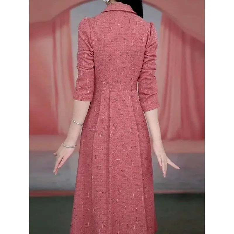 Western-style Women's Dress  Spring Autumn Female Fashion New Temperament Long-sleeved Dresses Korean Shrinking Slim Dress.