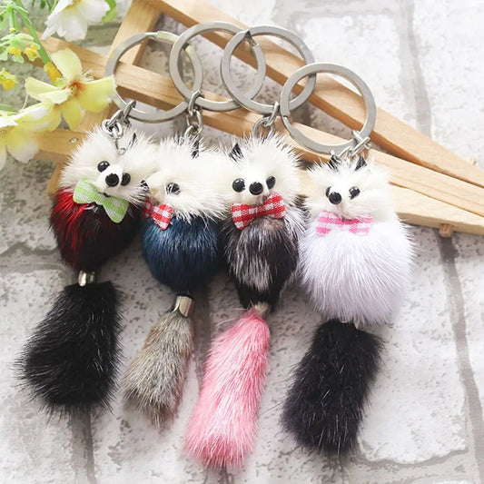 Women Charm Pendant Bags Fur Ball Pom Accessories Mink Fur Key Ring Keychain Key Chains