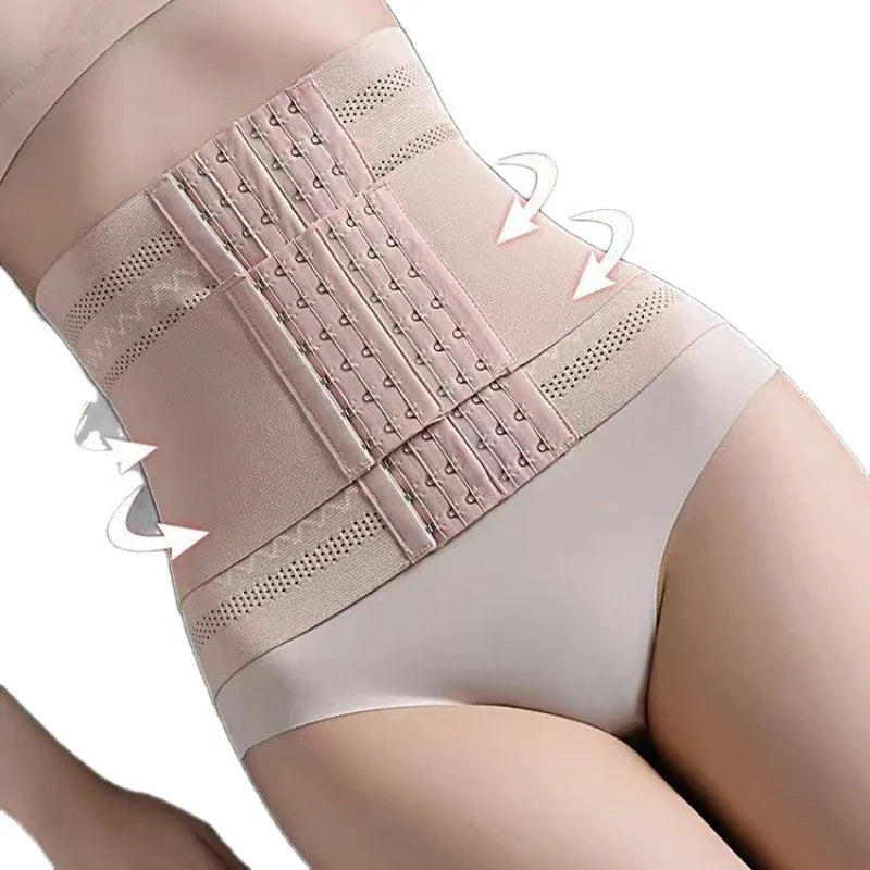 Shapewear Women Corset Belts Double Layer Waist Trainer Belly Shaper, 6-Row Hook Girdle Cincher, Tummy Shapewear Postpartum Flat