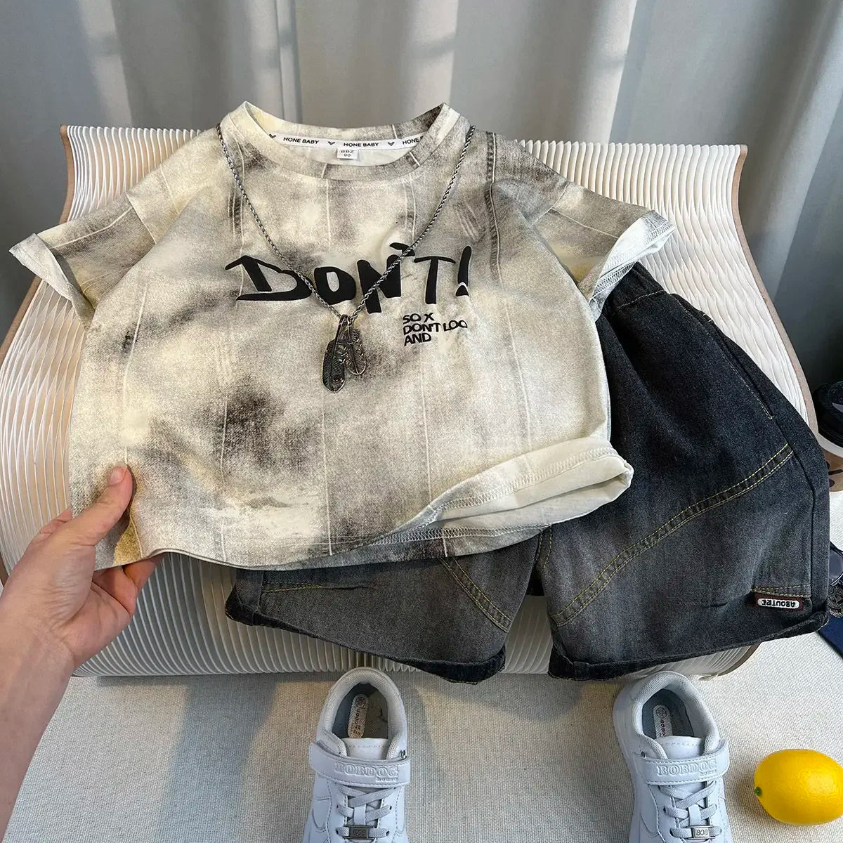 Hot Sale Fashion Baby Boy Suit Summer Clothes Short Sleeve T-shirt Short Jeans 2 Piece Set Kids Outfit  Children's Costume