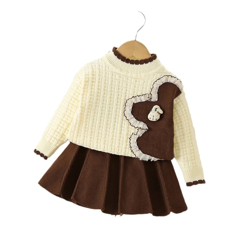 Kids' sets and outfits Fall Winter Sweater 2PCS SETS Chic for Cute Baby Girl Clothes Girls Clothes Solid Knit Skirt Set