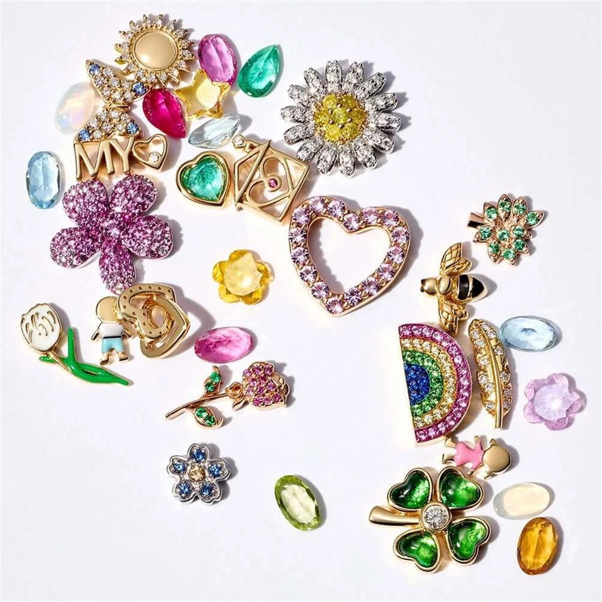 Ins Style Glass Box Pendant Necklace for Women | Heart & Zircon Flower Sun Diamond Collarbone Chain