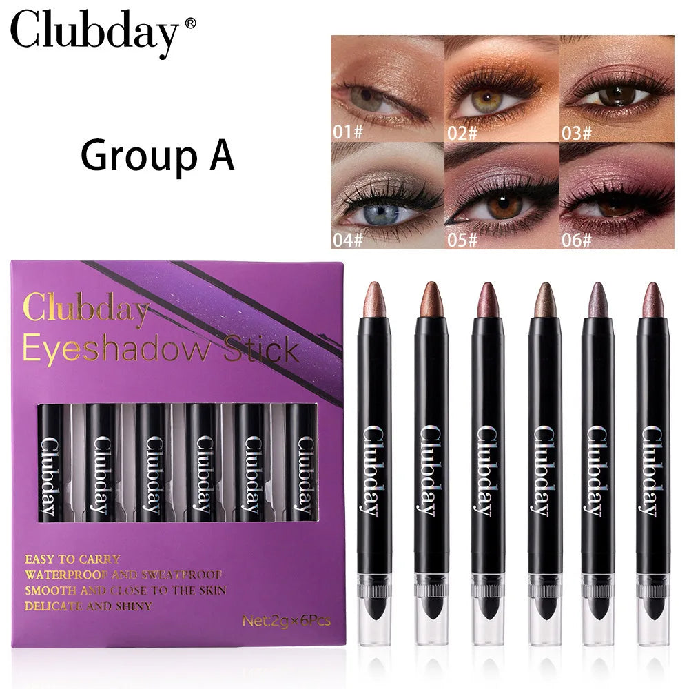 Eyeshadow Stick Set - Pearl Eye Brightening Pencil for Aegyosal Highlight, Smudge Proof Long Wear Makeup, Pur