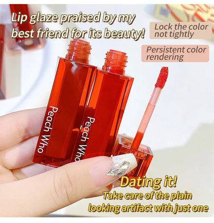 PEACHWHO Ruby Velvet Foggy Lip Glaze Matte Lip Stain Moisturizing Longlasting Waterproof Natural Smooth Silky Lipstick Cosmetics