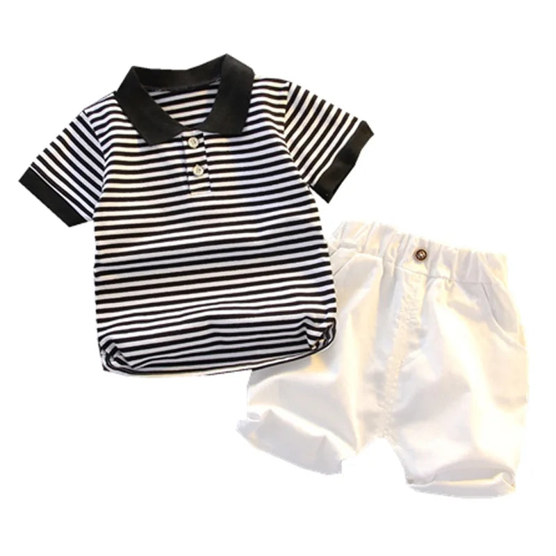 Fashion Boys Clothes Sets Toddler Kids Polo T-shirt + Shorts Children's Clothes