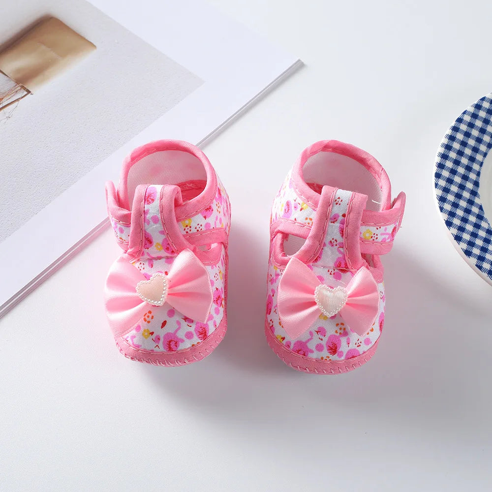 Newborn Baby Boy Girls Shoes Spring Autumn Lovely Floral Embroidery Anti-Slip Sneaker Crib Shoes Soft Cotton Cute First Walkers